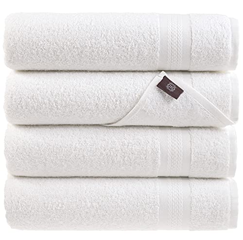 All Design Towels Quick-Dry 4 Pieces White Hand Towels - Highly Absorbent 100% Turkish Cotton - Perfect Towel for Bathroom, Kitchen, Guests, Pool, Gym